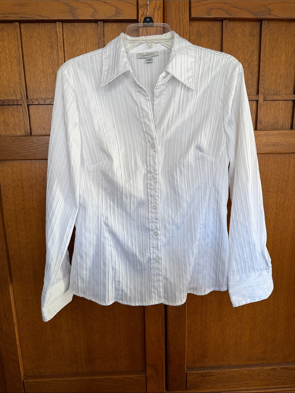 Textured White Button-Up Women's Shirt